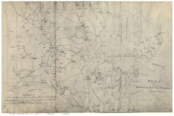 Princess Ann & Norfolk County Virginia 1780 - Old Map Reprint