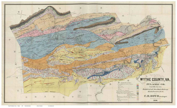 Wythe County Virginia 1890 - Old Map Reprint