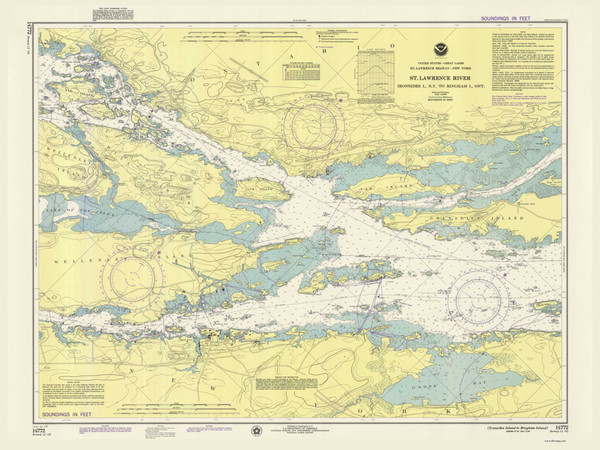 Ironsides Island to Bingham Island 1975 -  St Lawrence River Nautical Chart Reprint - 115 NY/Ontario