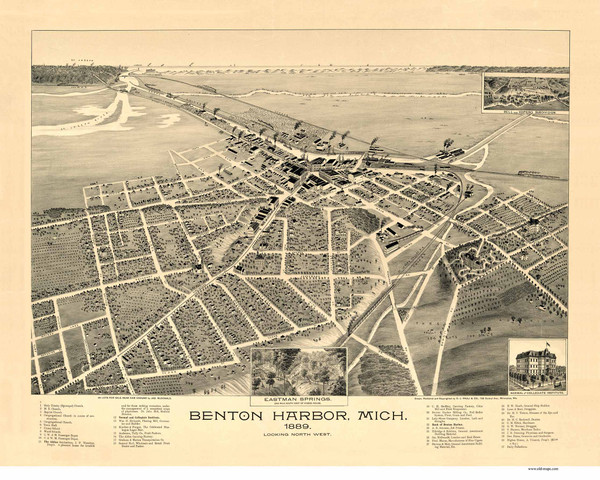 Benton Harbor, Michigan 1889 Bird's Eye View