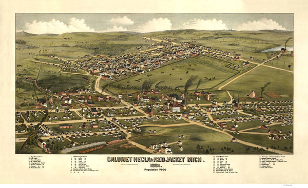 Calumet, Michigan 1881 Bird's Eye View