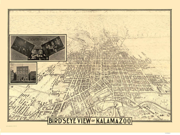 Kalamazoo, Michigan 1908 Bird's Eye View