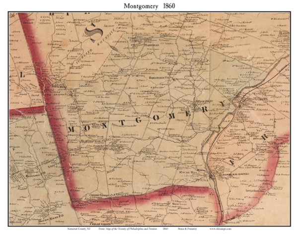 Montgomery, New Jersey 1860 Old Town Map Custom Print - Somerset Co.