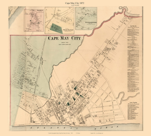 Cape May City - Lower Township, New Jersey 1872 Old Town Map Custom Print - Cape May Co. Cape May City - Lower Township, New Jersey 1872 Old Town Map Custom Print - Cape May Co.