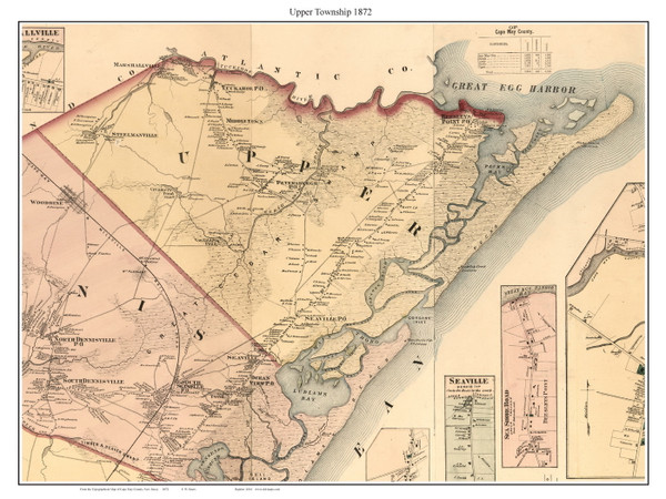 Upper Township, New Jersey 1872 Old Town Map Custom Print - Cape May Co.