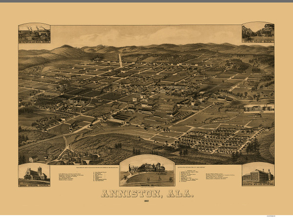 Anniston, Alabama 1887 Bird's Eye View