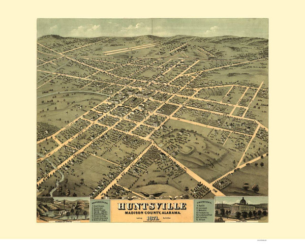 Huntsville, Alabama 1871 Bird's Eye View