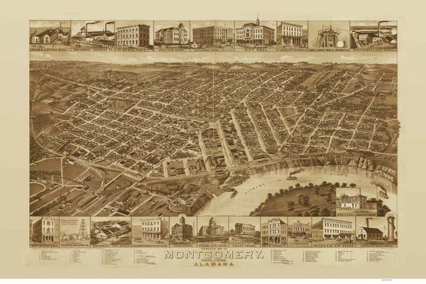 Montgomery, Alabama 1887 Bird's Eye View