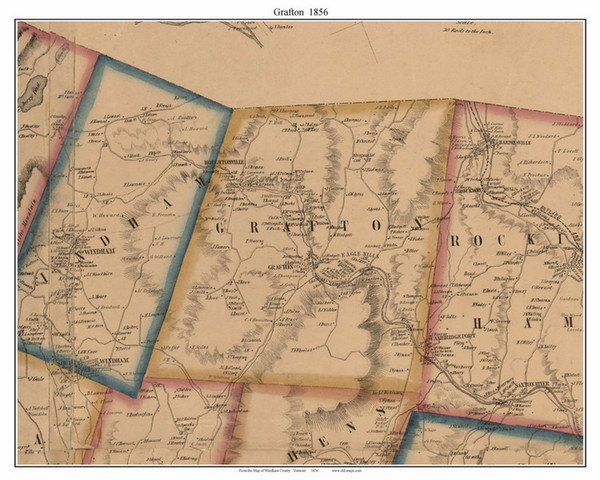 Grafton, Vermont 1856 Old Town Map Custom Print - Windham Co.