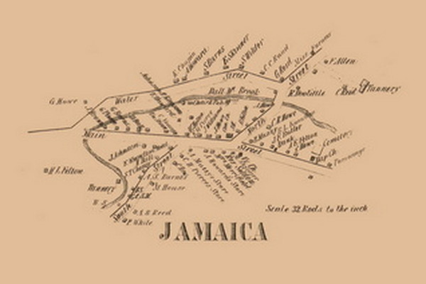 Jamaica Village, Vermont 1856 Old Town Map Custom Print - Windham Co.
