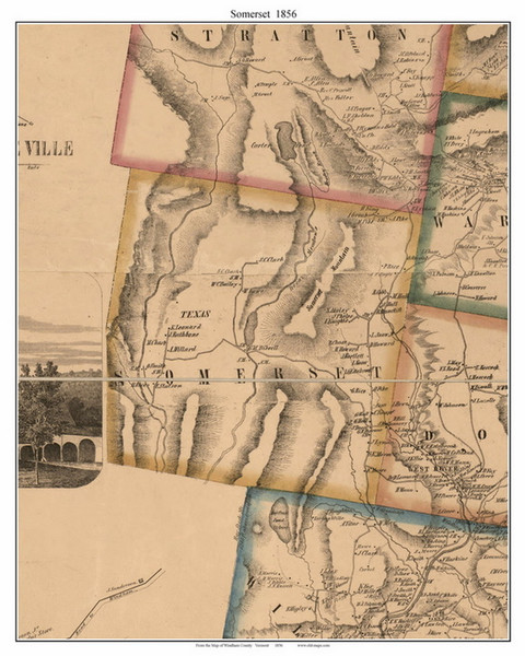 Somerset, Vermont 1856 Old Town Map Custom Print - Windham Co.