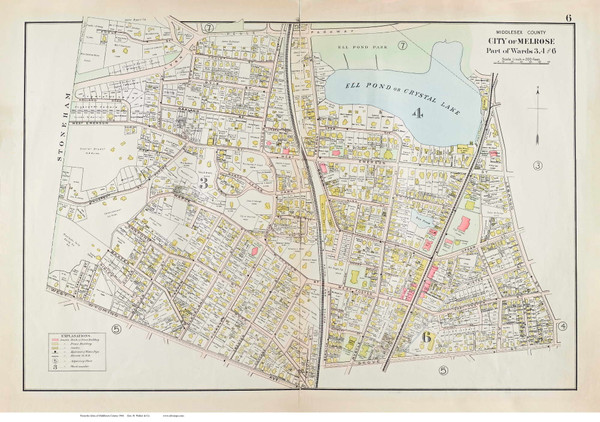Plate 6, Melrose - parts of Wards 3, 4, and 6, 1906 - Old Street Map Reprint - Middlesex Co. Atlas Vol.2 - Concord to Wakefield
