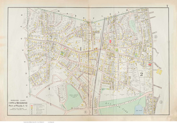 Plate 7, Melrose - parts of Wards 1 and 2, 1906 - Old Street Map Reprint - Middlesex Co. Atlas Vol.2 - Concord to Wakefield