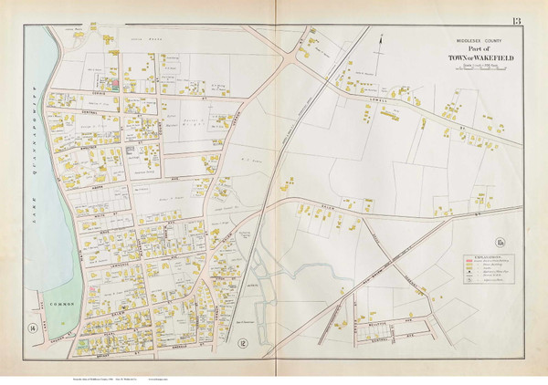 Plate 13, Wakefield (Common Area), 1906 - Old Street Map Reprint - Middlesex Co. Atlas Vol.2 - Concord to Wakefield