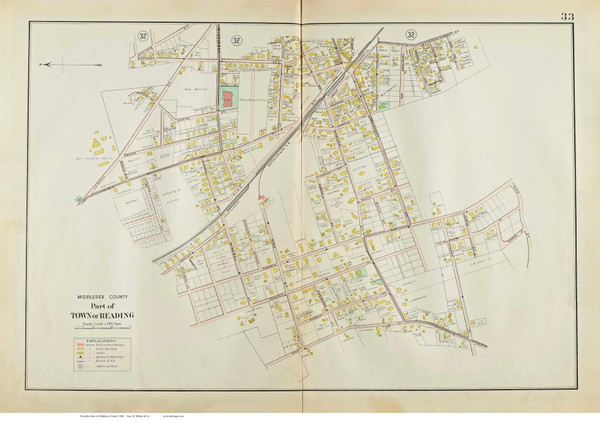 Plate 33, Reading (B&M Station Area), 1906 - Old Street Map Reprint - Middlesex Co. Atlas Vol.2 - Concord to Wakefield