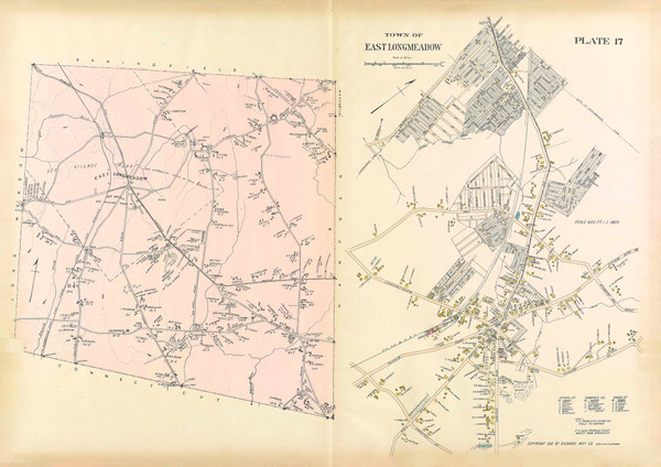 East Longmeadow, Massachusetts 1912 Old Town Map Reprint - Hampden Co.
