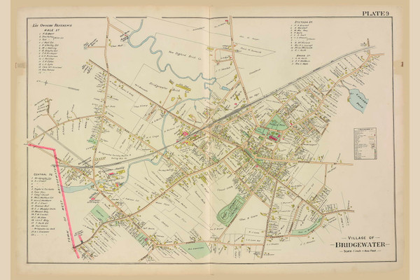 Bridgewater Village, Massachusetts 1903 Old Town Map Reprint - Plymouth Co.