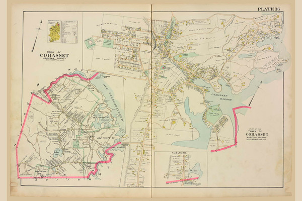 Part of the Town of Cohasset Plate 36, Massachusetts 1903 Old Town Map Reprint - Plymouth Co.