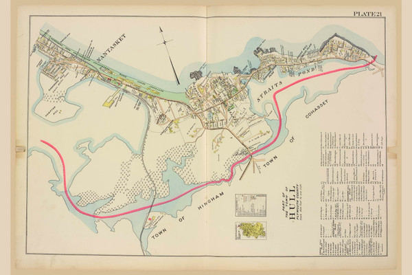 Part of the Town of Hull Plate 21, Massachusetts 1903 Old Town Map Reprint - Plymouth Co.