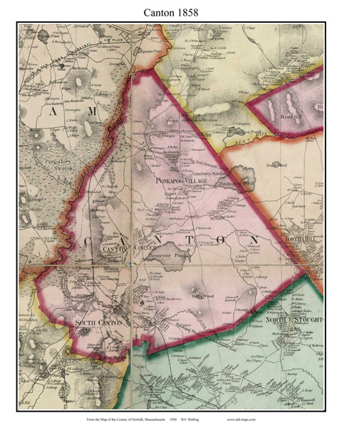 Canton, Massachusetts 1858 Old Town Map Custom Print - Norfolk Co.