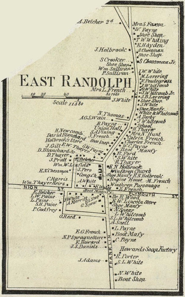 East Randolph Village, Massachusetts 1858 Old Town Map Custom Print - Norfolk Co.