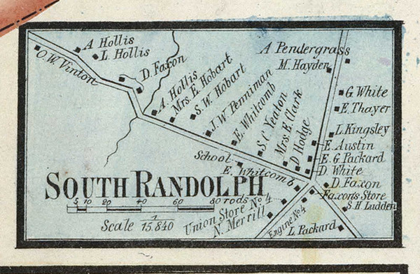 South Randolph Village, Massachusetts 1858 Old Town Map Custom Print - Norfolk Co.