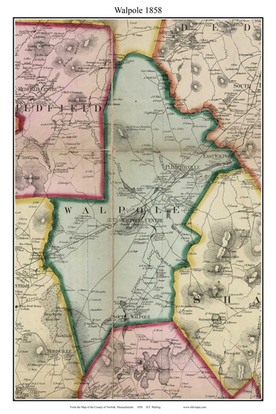 Walpole, Massachusetts 1858 Old Town Map Custom Print - Norfolk Co.