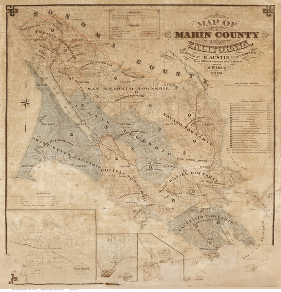 Marin County California 1873 - Old Map Reprint