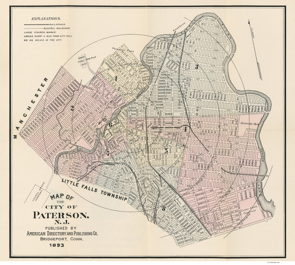Paterson 1893  - Old Map Reprint - New Jersey Cities