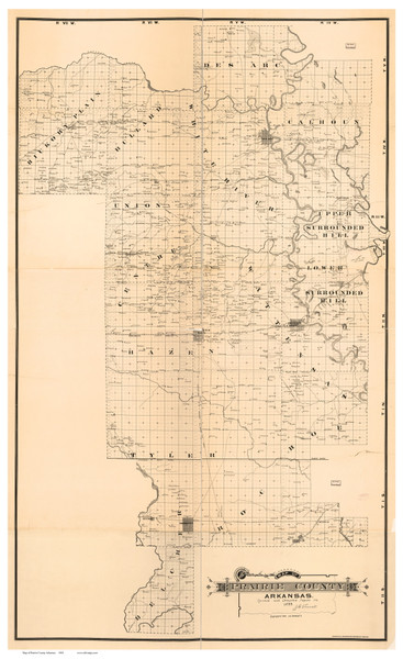 Prairie County Arkansas 1892 - Old Map Reprint