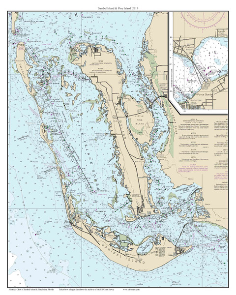 Sanibel Island & Pine Island 2015 - Florida 80,000 Scale Custom Chart