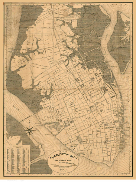 Charleston 1901 Gormley - Old Map Reprint - South Carolina Cities