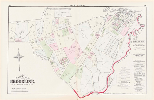 Brookline Plate H Walnut Street, 1874 - Old Street Map Reprint - High Street,Longwood Stream, Horse Rail Road -Brookline 1874 Atlas Brookline Plate H Walnut Street, 1874 - Old Street Map Reprint - High Street,Longwood Stream, Horse Rail Road -Brookline 1874 Atlas