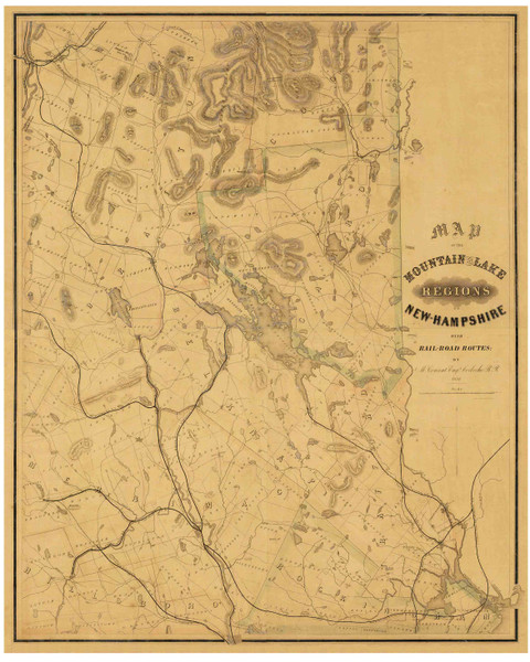 White Mountains 1852 - Conant - Old Map Custom Print New Hampshire Specials