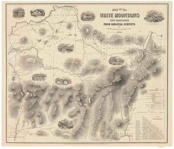 White Mountains 1858 - Boardman - Old Map Custom Print New Hampshire Specials