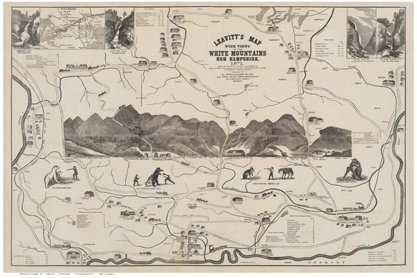 White Mountains 1871 - Leavitt - Old Map Custom Print New Hampshire Specials