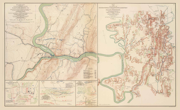 Harpers Ferry & Hagerstown 1895 Michler - Old Map Reprint - West Virginia Cities