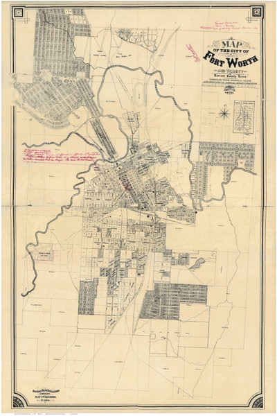Fort Worth ca. 1880 King - Old Map Reprint -  Texas Cities