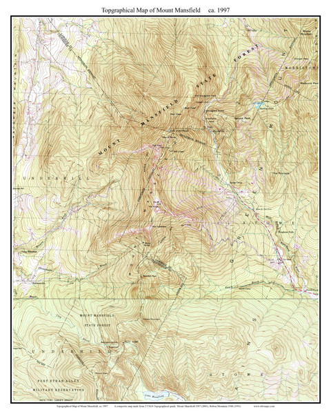 Mount Mansfield 1997 - Custom USGS Old Topo Map - Vermont