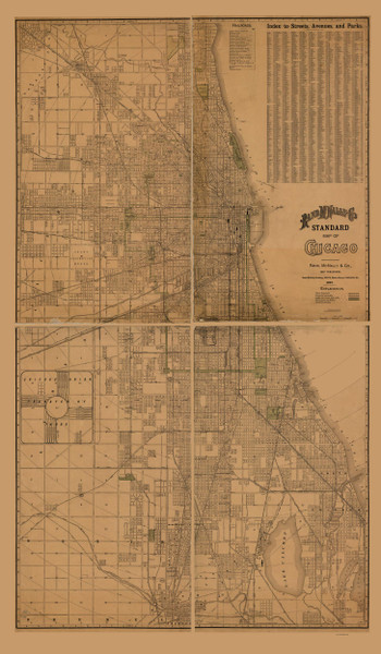 Chicago 1892 Rand, McNally  - Old Map Reprint -  Illinois Cities