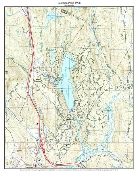 Eastman Pond 1998 - Custom USGS Old Topo Map - New Hampshire