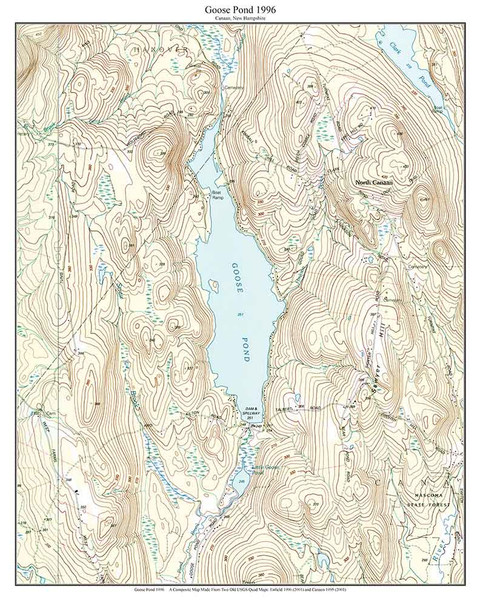 Goose Pond 1996 - Custom USGS Old Topo Map - New Hampshire