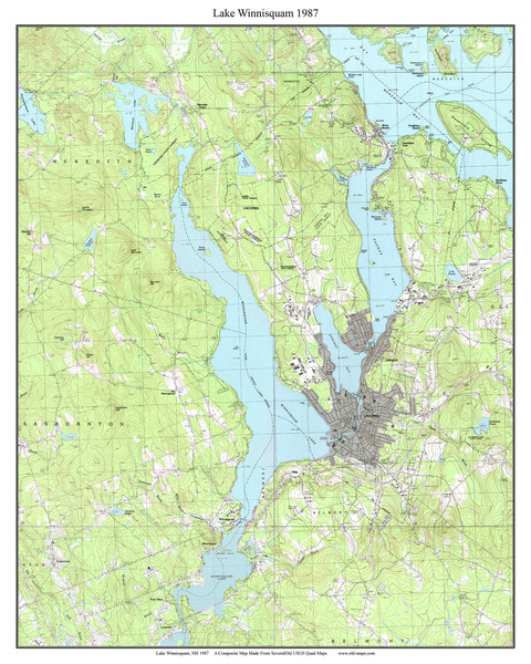 Lake Winnisquam 1987 - Custom USGS Old Topo Map - New Hampshire