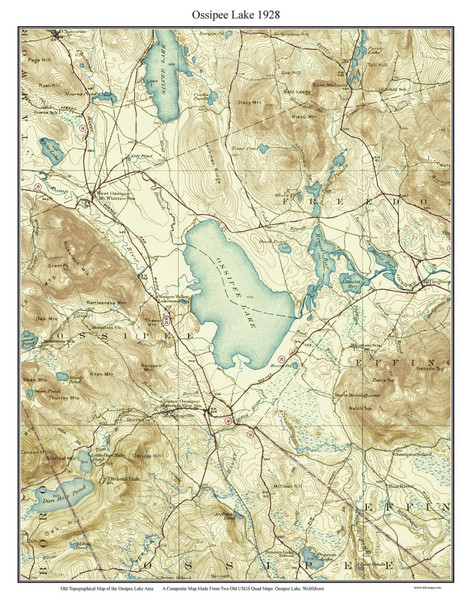 Ossipee Lake 1928 - Custom USGS Old Topo Map - New Hampshire