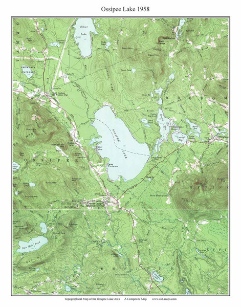 Ossipee Lake 1958 - Custom USGS Old Topo Map - New Hampshire