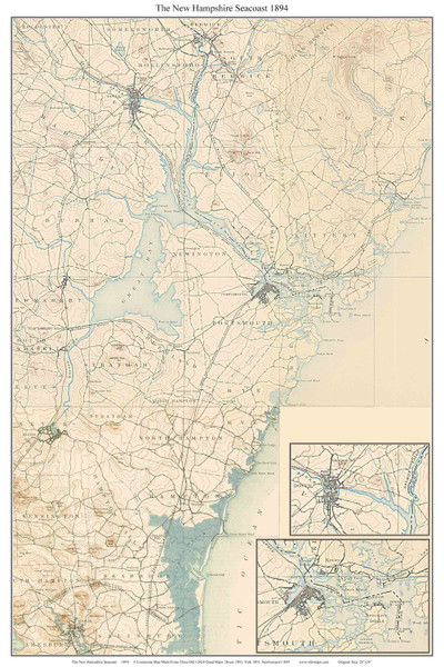 NH Seacoast 1894 - Custom USGS Old Topo Map - New Hampshire