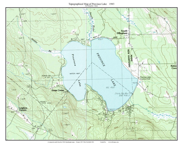 Province Lake 1983 - Custom USGS Old Topo Map - New Hampshire