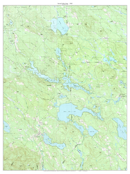 Seven Lakes Area 1983 - Custom USGS Old Topo Map - New Hampshire