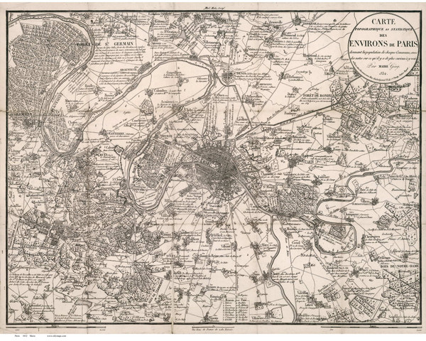 Paris France 1832 Maire - Old Map Reprint