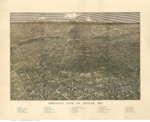 Denver, Colorado 1887 Bird's Eye View - LC Denver, Colorado 1887 Bird's Eye View - LC